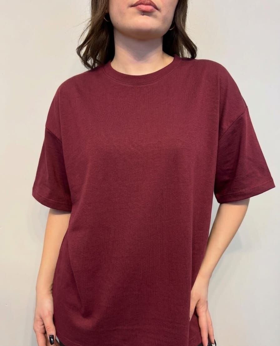 İki İplik Sıfır Yaka Oversize Basic T-shirt 26Y11125620 İki İplik Sıfır Yaka Oversize Basic T-shirt 26Y11125620 Bordo - XXL