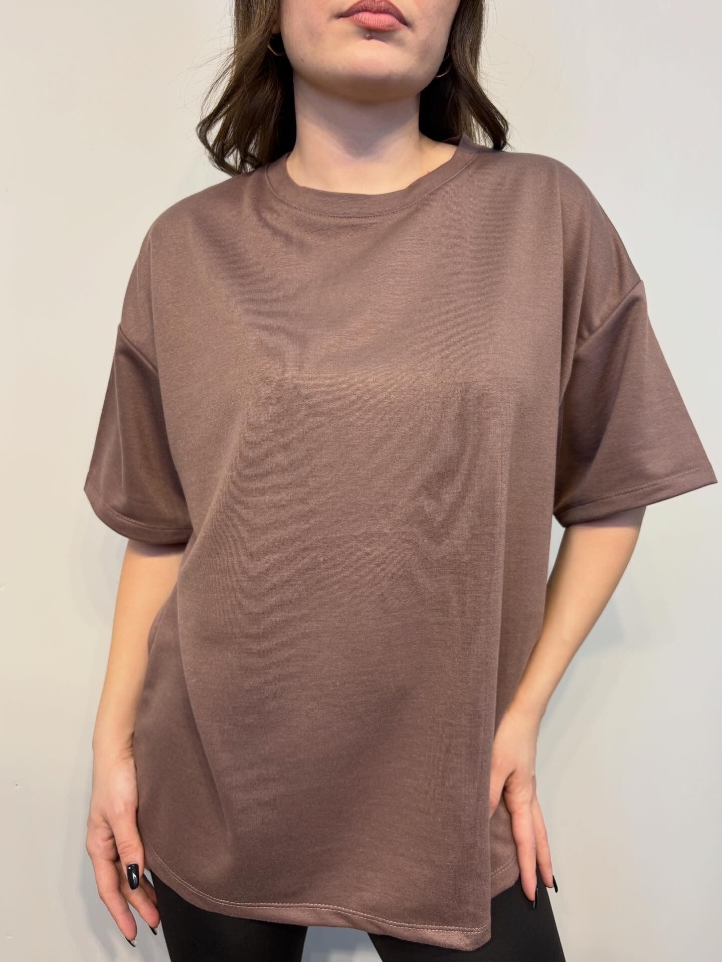 İki İplik Sıfır Yaka Oversize Basic T-shirt 26Y11125620 İki İplik Sıfır Yaka Oversize Basic T-shirt 26Y11125620 Kahve - s