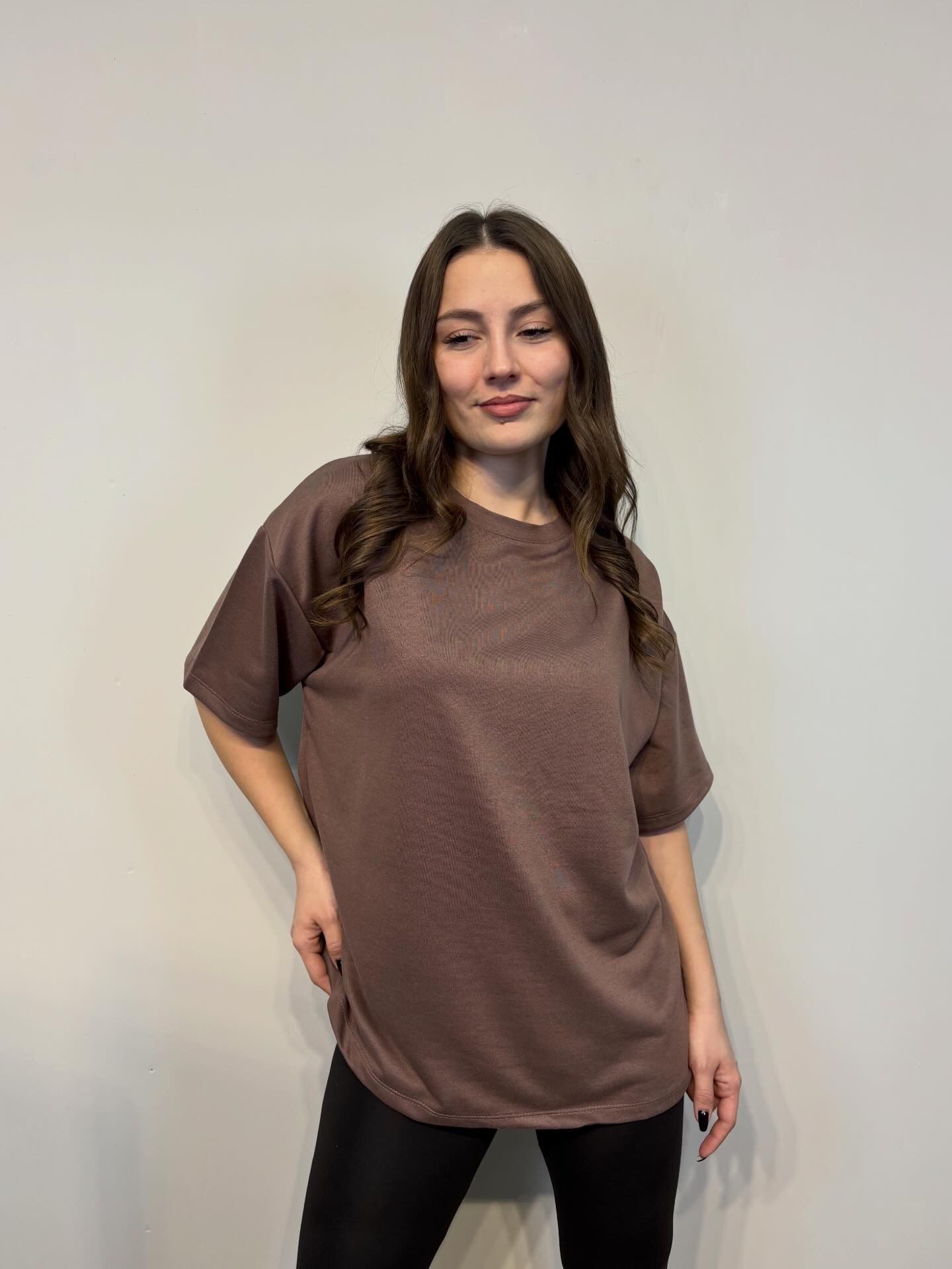 İki İplik Sıfır Yaka Oversize Basic T-shirt 26Y11125620 İki İplik Sıfır Yaka Oversize Basic T-shirt 26Y11125620 Kahve - s